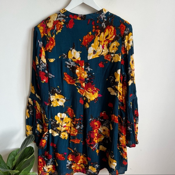 California Moonrise Mini Dress Tunic Size M Boho Floral Print Multicolor - Picture 4 of 14